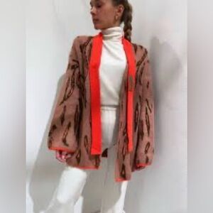 Dimora Women’s I 38 Mohair Acrylic Knit Tan Cardigan Sweater Top Italy US 2 XS